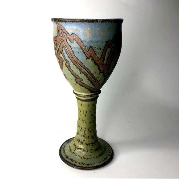 Studio Art Pottery Handmade Tall Goblet Chalice